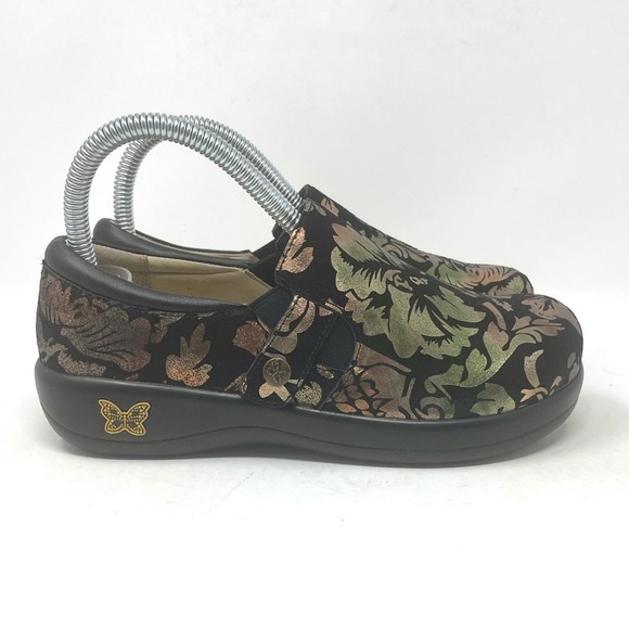 Alegria Shoes - Alegria By‎ PG Lite KAR-557X Black Leather Floral Slip On Shoes Womens 6